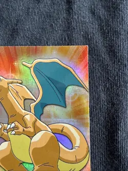 1999 Pokemon Topps TV Charizard Rainbow Foil #6 1st Print Blue Logo - Image 2