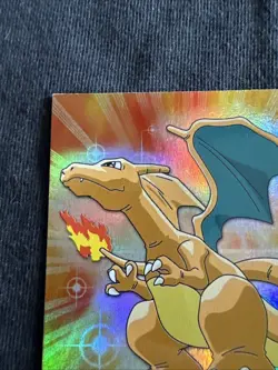 1999 Pokemon Topps TV Charizard Rainbow Foil #6 1st Print Blue Logo - Image 3
