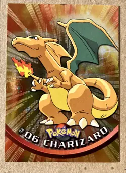 1999 Pokemon Topps TV CHARIZARD Rainbow Foil #6 1st Print Blue Logo - Image 1