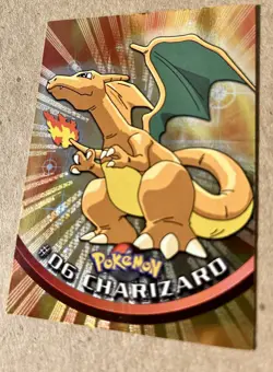 1999 Pokemon Topps TV CHARIZARD Rainbow Foil #6 1st Print Blue Logo - Image 2