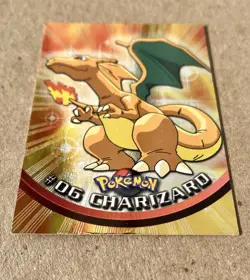 1999 Pokemon Topps TV CHARIZARD Rainbow Foil #6 1st Print Blue Logo - Image 3