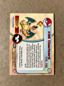 1999 Pokemon Topps TV CHARIZARD Rainbow Foil #6 1st Print Blue Logo - Image 5
