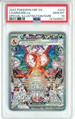 PSA GEM MT 10 Pokemon TCG Charizard ex 223/197 SV03: Obsidian Flames Holo SIR - Image 1