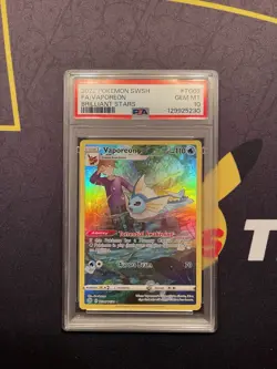 2022 Pokemon SWSH Brilliant Stars Vaporeon TG02/TG30 Trainer Gallery PSA 10 Gem - Image 1