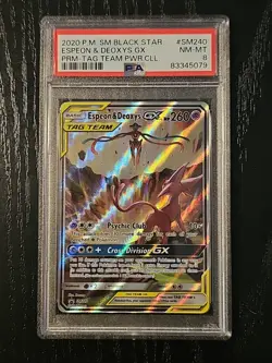2020 Pokemon Tag Team Power Collection Espeon & Deoxys GX SM240 Promo PSA 8 - Image 1