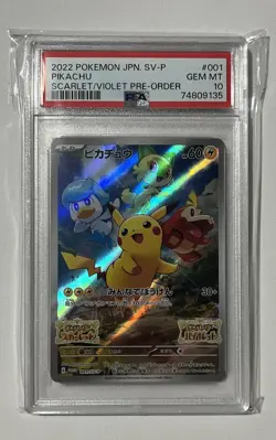 Pokemon Card Pikachu 001/SV-P Scarlet & Violet Pre-Order Promo PSA 10 GEM MT - Image 1