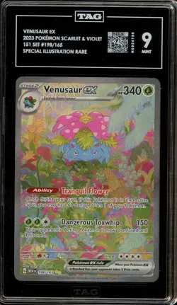 Pokemon Venusaur ex 151 MEW EN Special Illustration Rare #198 TAG 9 Mint - Image 1