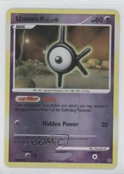 Unown Reverse Foil Pokemon Diamond & Pearl Secret Wonders #68 2007 - Image 1