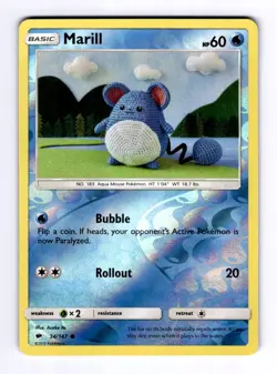 Marill SM - Burning Shadows #34 (2017) Common Reverse Holo NM Pokemon - Image 1