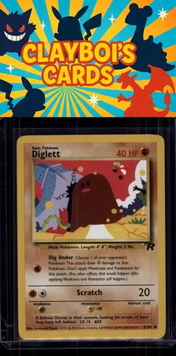 Diglett Team Rocket Common Pokemon TCG 52/82 NM+ - Image 1