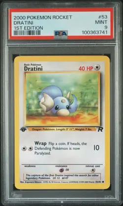 2000 Pokemon Team Rocket Dratini 1st Edition #53 PSA 9 MINT - Image 1