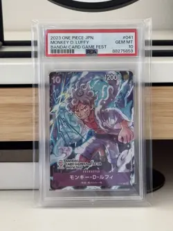 One Piece TCG Monkey D. Luffy Bandai Card Game Fest P-041 Promo Japanese PSA 10 - Image 1