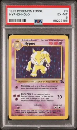 DA108567 1999 POKEMON FOSSIL #8 HYPNO-HOLO PSA 6 - Image 1