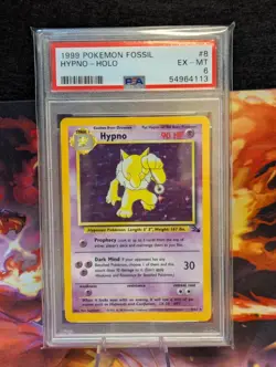 1999 POKEMON FOSSIL #8 HYPNO HOLO PSA 6 - Image 1