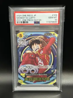 2024 Monkey D. Luffy OP07-109 SR Promo One Piece Day 24 Foil PCC Japanese PSA 10 - Image 1