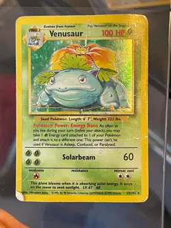 Pokemon TCG Venusaur Base Set Holo Unlimited Rare Card 15/102 HP - Image 1