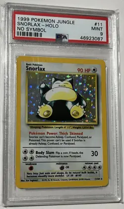 1999 POKEMON JUNGLE | NO SYMBOL ERROR #11 SNORLAX-HOLO PSA 9 - Image 1