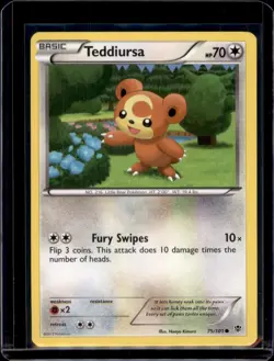 Teddiursa Plasma Blast Common Pokemon TCG 75/101 NM+ - Image 1