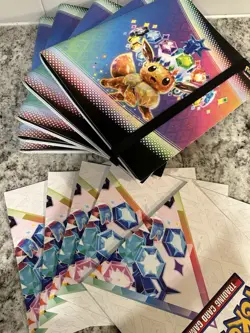 (5) Pokemon TCG Eevee Prismatic Evolutions Binder ONLY Collection + Posters LOT - Image 1