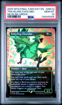 2025 MTG FINAL FANTASY COLORFUL CHOCOBOS-NEON INK GREEN TRAVELING CHOCOBO PSA 10 - Image 1