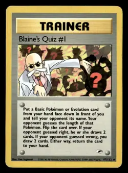 Blaine's Quiz #1 Rare Unlimited Gym Heroes 097/132 HP Pokemon TCG - Image 1