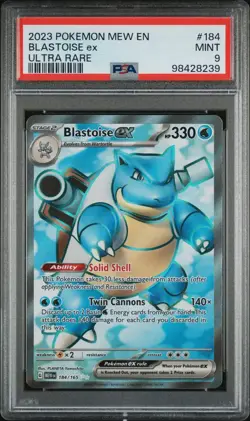 POKEMON CARD - BLASTOISE EX 184/165 POKEMON 151 ULTRA RARE FULL ART PSA 9 - Image 1