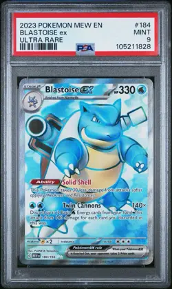 PSA 9 Pokemon Scarlet & Violet 151 Mew EN Blastoise Ex 184/165 Ultra Rare 2023 - Image 1