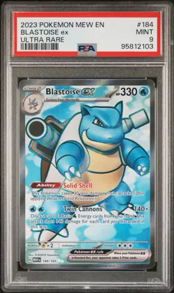 2023 Blastoise ex 184/165 Pokemon 151 Full Art Ultra Rare PSA 9 - Image 1