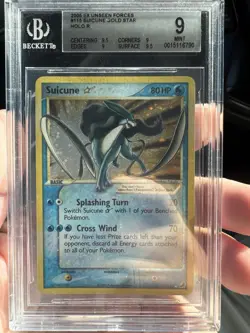 Pokemon TCG 2005 Gold Star Suicune #115 Holo Ex Unseen Forces BGS 9 - Image 1