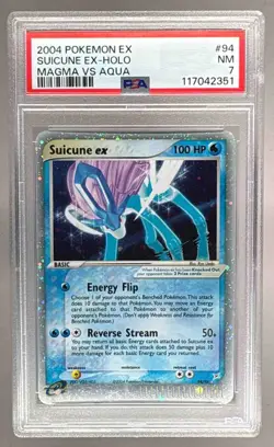 117042351 Suicune ex 2004 Pokemon EX Team Magma vs Aqua #94 Holo PSA 7 - Image 1