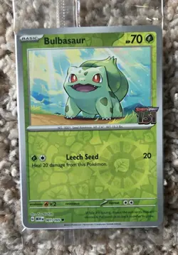 Pokemon Scarlet & Violet 151 #001/165 Bulbasaur Stamped Promo SEALED Best Buy - Image 1
