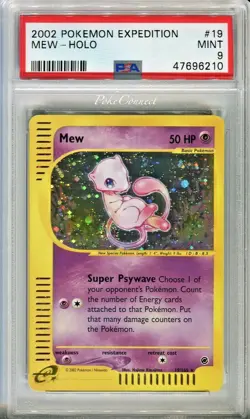 PSA 9 MINT Pokemon MEW Holo Rare 2002 Expedition 19/165 SWIRL - Image 1