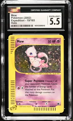CGC 5.5 Mew 19/165 2002 Expedition Holo Rare Pokemon Card - Image 1