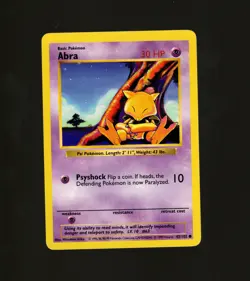 Pokemon TCG WOTC Shadowless Base Set Abra 43/102 Common LP 1999 Vintage - Image 1