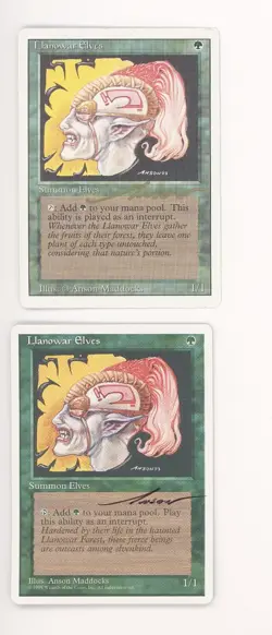 MTG Magic the Gathering Revised LLANOWAR ELVES X2 💎 Signed Anson Maddocks - Image 1