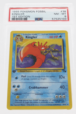 PSA 8 NEAR MINT MINT 1999 Pokemon Fossil #38 Kingler 1st Edition !!! - Image 1