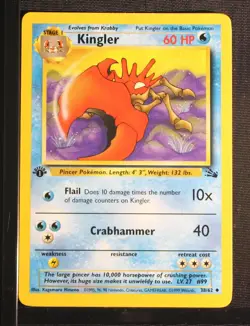 PSA 8 NEAR MINT MINT 1999 Pokemon Fossil #38 Kingler 1st Edition !!! - Image 3