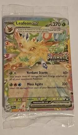 Pokemon Prismatic Evolution Surprise Box Leafeon EX 006/131 Stamped Promo Sealed - Image 1