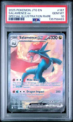 2025 POKEMON JOURNEY TOGETHER SPECIAL ILLUSTRATION RARE #187 SALAMENCE EX PSA 10 - Image 1