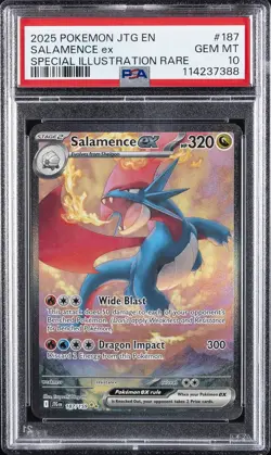 2025 POKEMON JOURNEY TOGETHER SPECIAL ILLUSTRATION RARE #187 SALAMENCE EX PSA 10 - Image 1