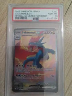 2025 POKEMON JOURNEY TOGETHER SPECIAL ILLUSTRATION RARE #187 SALAMENCE EX PSA 10 - Image 1