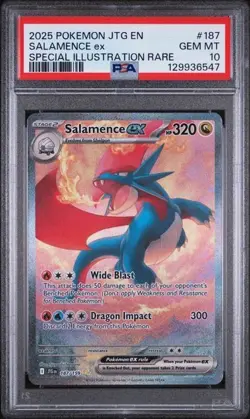 2025 POKEMON JOURNEY TOGETHER SPECIAL ILLUSTRATION RARE #187 SALAMENCE EX PSA 10 - Image 1