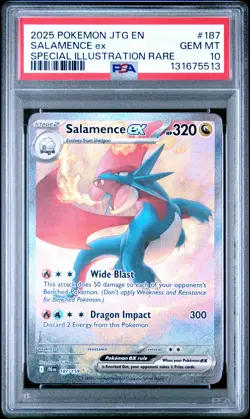 2025 POKEMON JOURNEY TOGETHER SPECIAL ILLUSTRATION RARE #187 SALAMENCE EX PSA 10 - Image 1