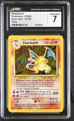CGC 7 NM Charizard 1999 Base Set 4/102 Holo Pokemon Card - Image 1