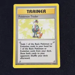 Pokemon Trader 77/102 Rare Base Set Unlimited Vintage Pokemon Card 1999 WOTC - Image 1