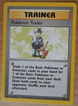 Pokemon Trader 77/102 Rare Non-Holo Base Set Pokemon Trainer Card NM/LP - Image 1