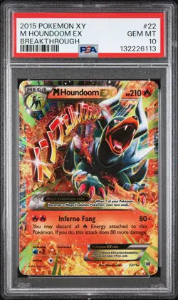 2015 POKEMON XY BREAKTHROUGH #22 M HOUNDOOM EX PSA 10 - Image 1