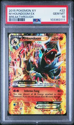 2015 POKEMON XY BREAKTHROUGH #22 M HOUNDOOM EX PSA 10 - Image 1