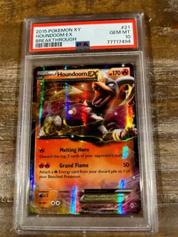 POKEMON 2015 XY Breakthrough HOUNDOOM EX #21 PSA 10 Gem Mint RARE - Image 1