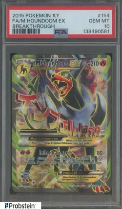 2015 Pokemon XY Breakthrough #154 M Houndoom Ex Fa PsA 10 GEM MINT - Image 1